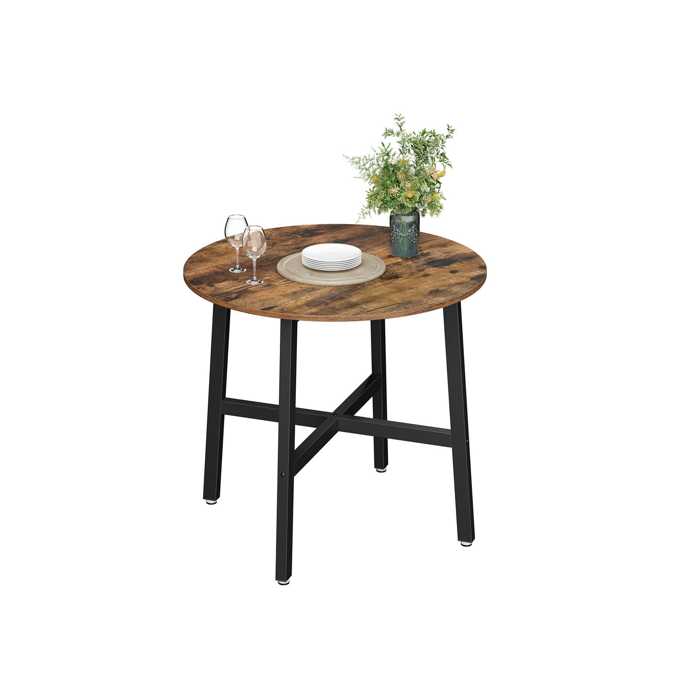 Round Dining Table - Wood - Ebony Black - Durable Design for Everyday Use