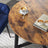 Round Dining Table - Wood - Rustic Brown and Black - 80 x 75 cm