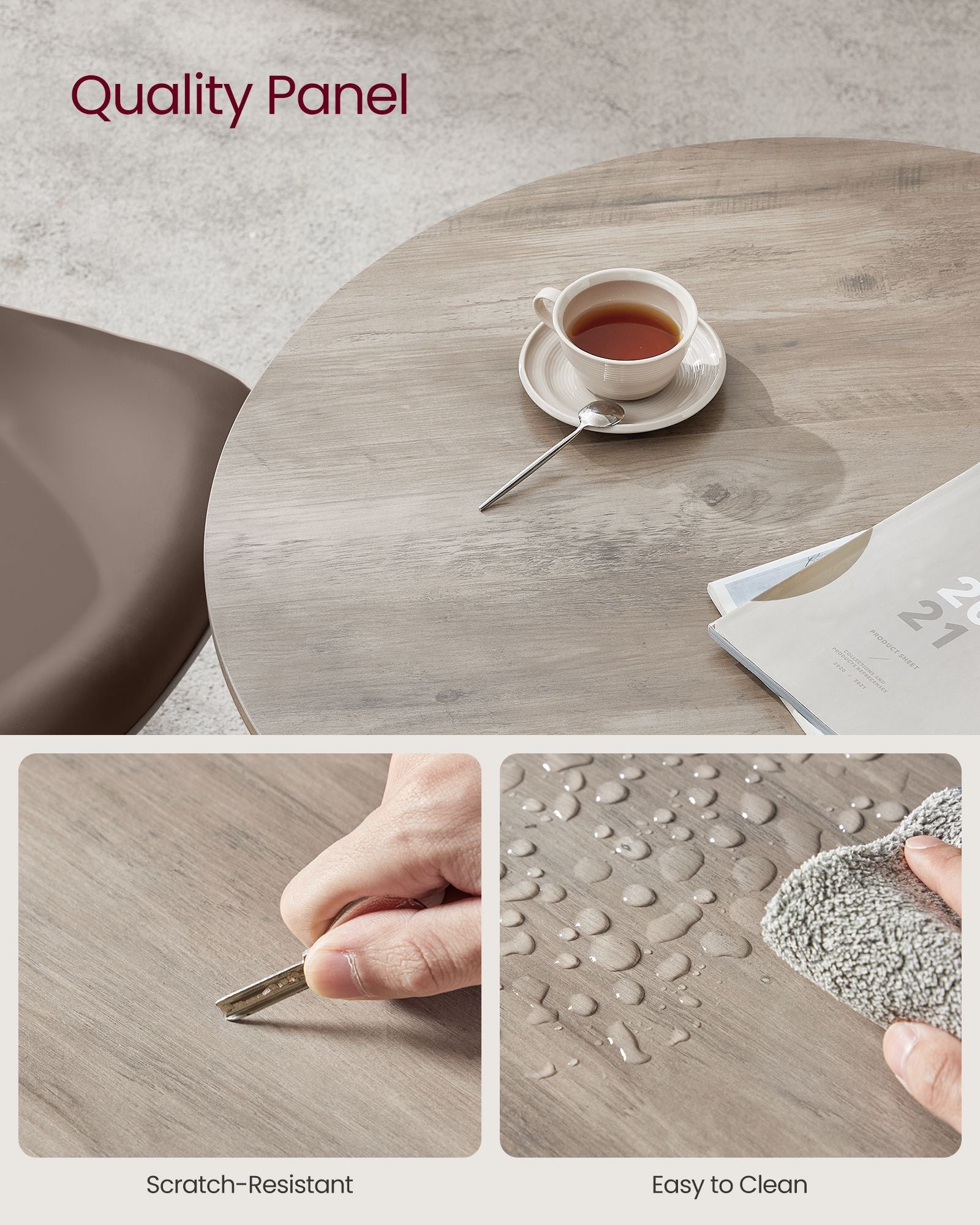 Round Kitchen Table - Metal - Heather Greige - Industrial Rustic Design