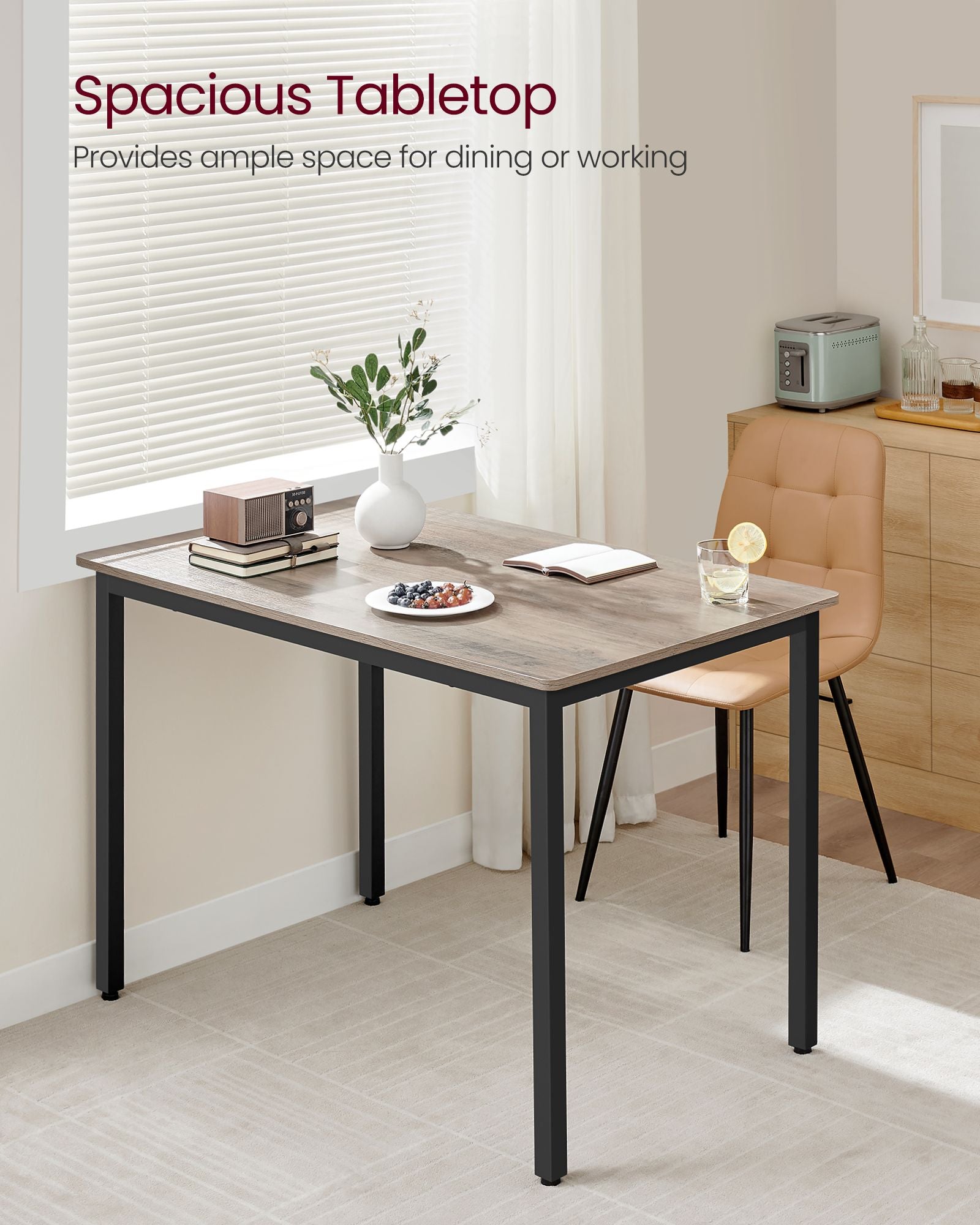Round Dining Table - Suitable for 4 People - Wood - Heather Greige