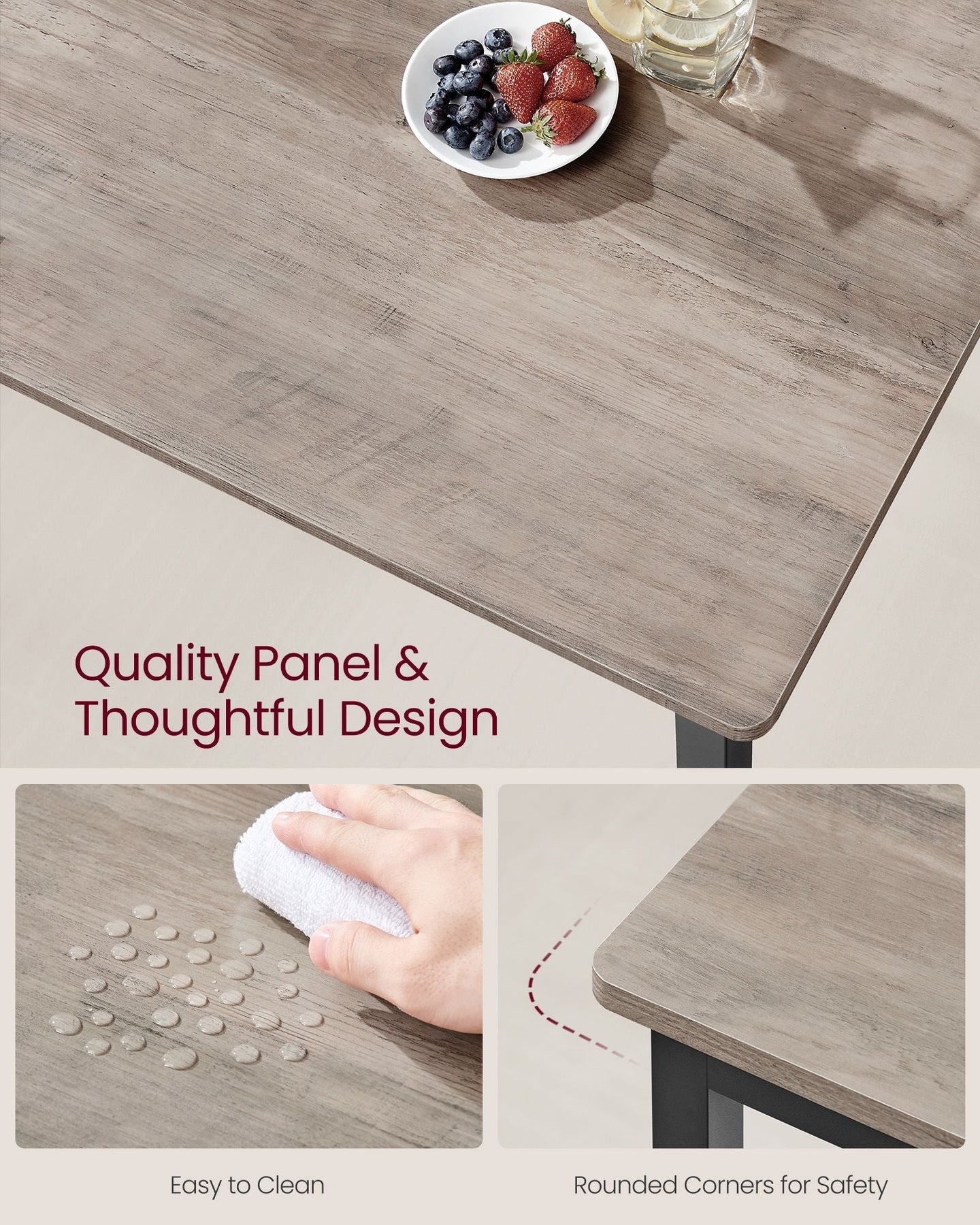 Round Dining Table - Suitable for 4 People - Wood - Heather Greige