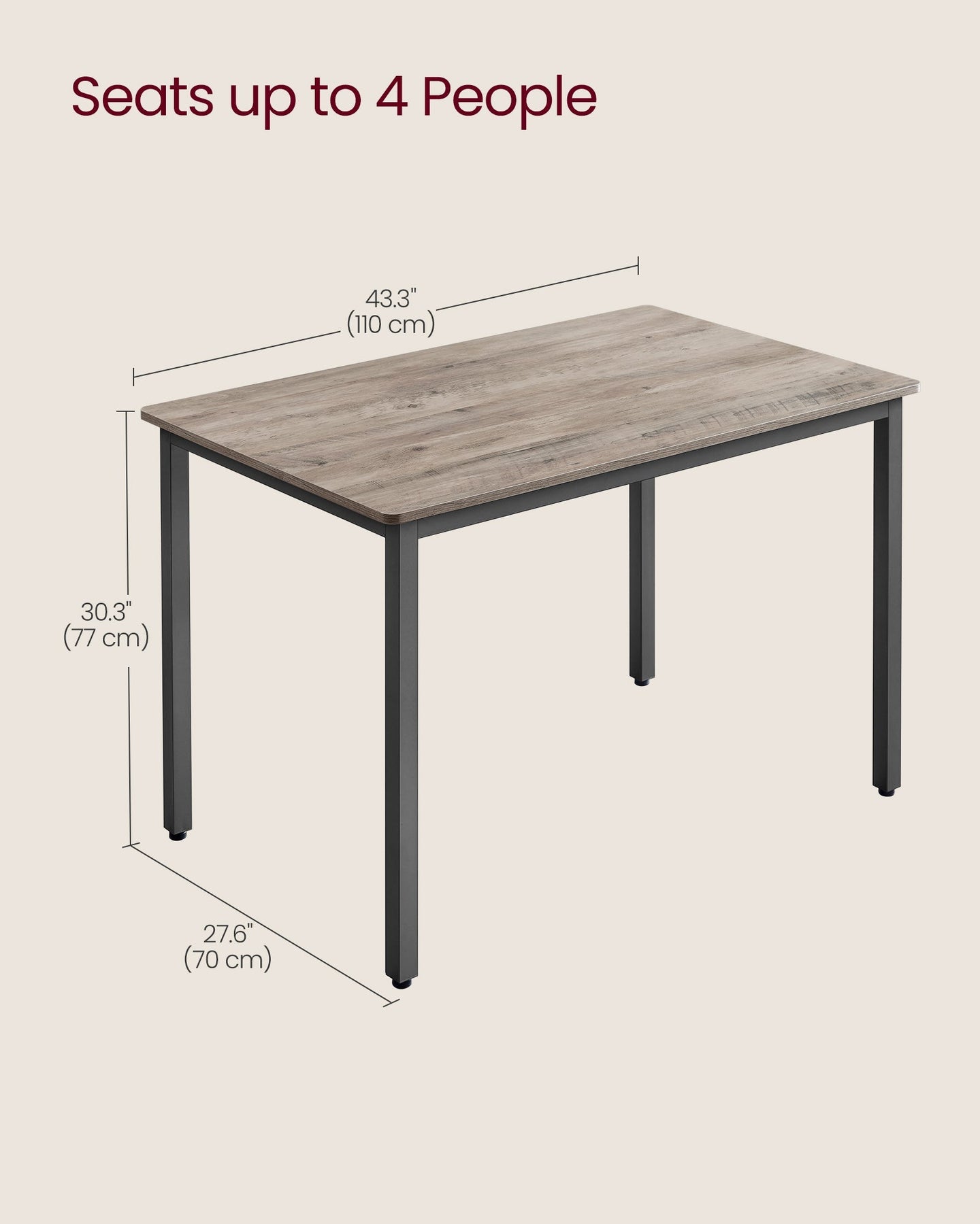 Round Dining Table - Suitable for 4 People - Wood - Heather Greige