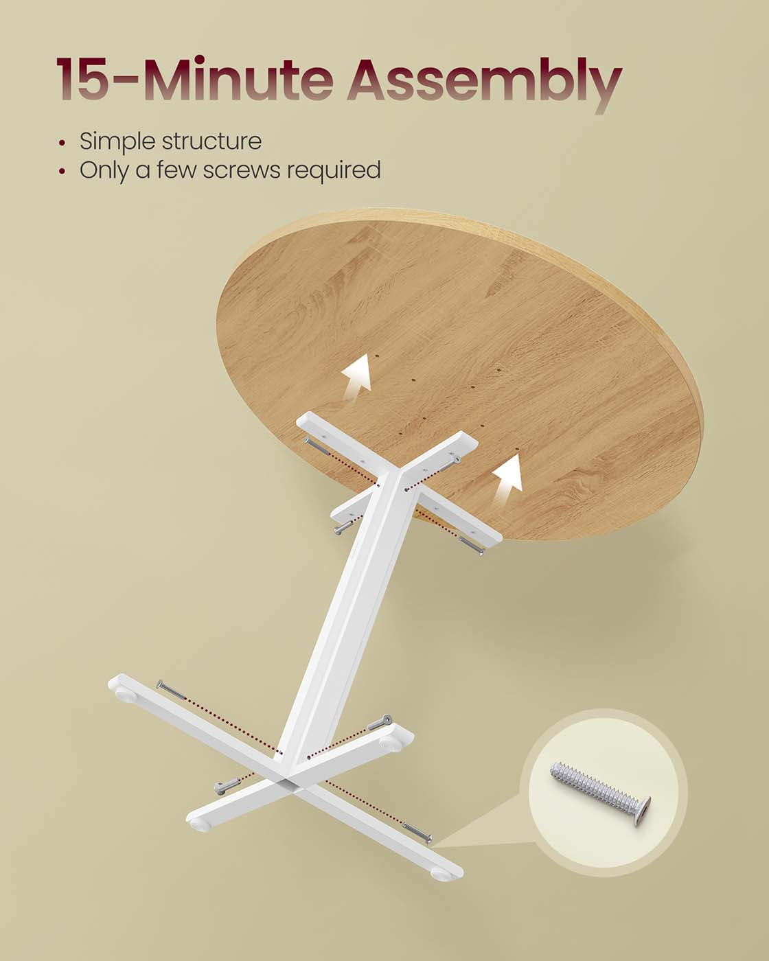 Round Dining Table - Golden Oak - White