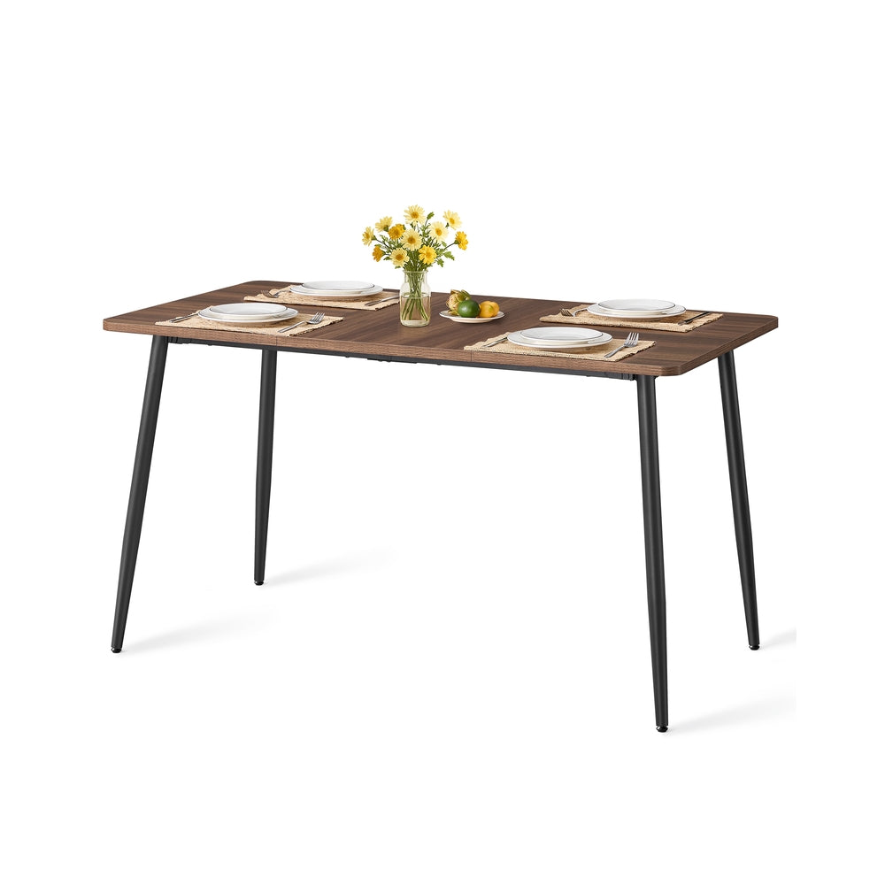 Dining Table Seats 4-6 People - Wood and Steel - Natural Walnut and Ink Black