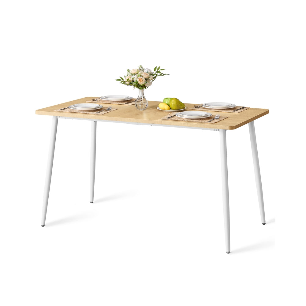 Dining Table Seats 4-6 People - Wood and Steel - Golden Oak and Cloud White