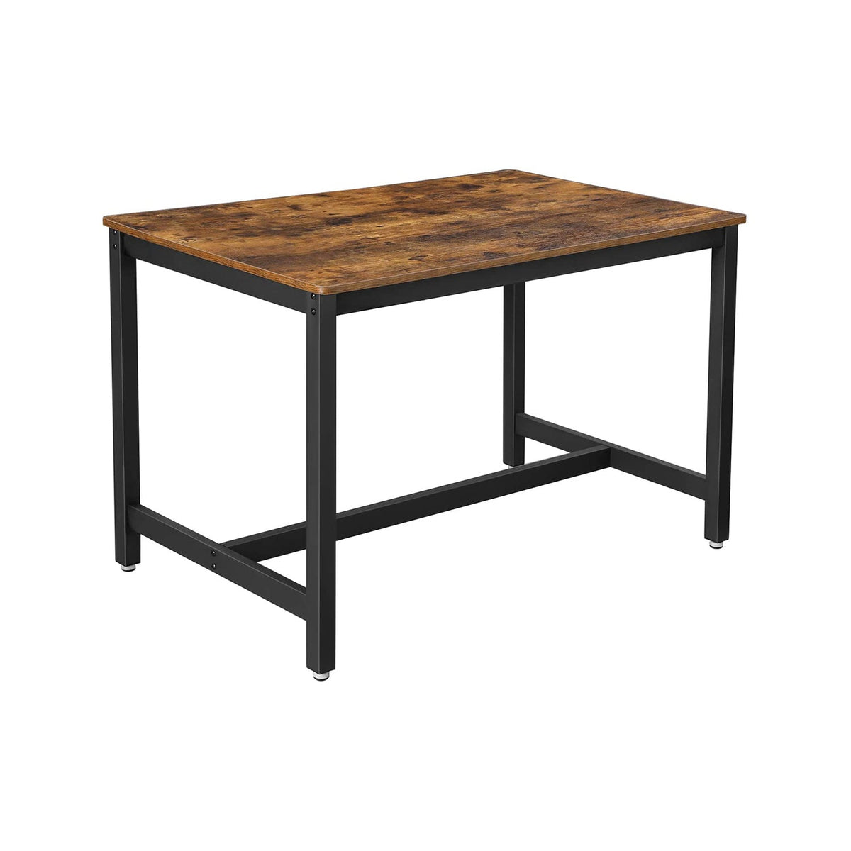 Dining Table - Heavy Duty, Seats 4 - Metal Frame - Rustic Brown - Rustic Aesthetic Enhances Your Home