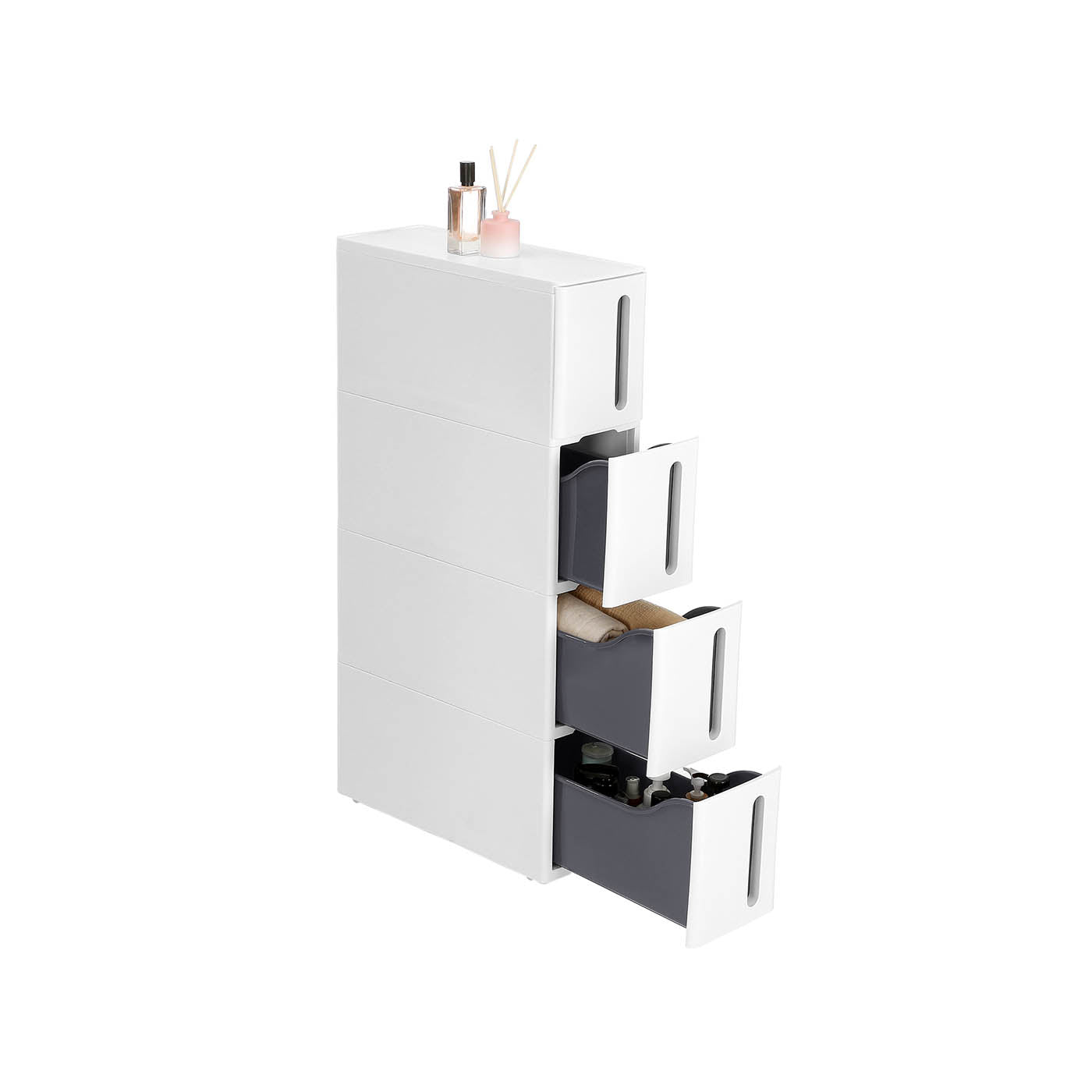 Rolling Storage Tower - PP - White and Grey - 4 Drawers
