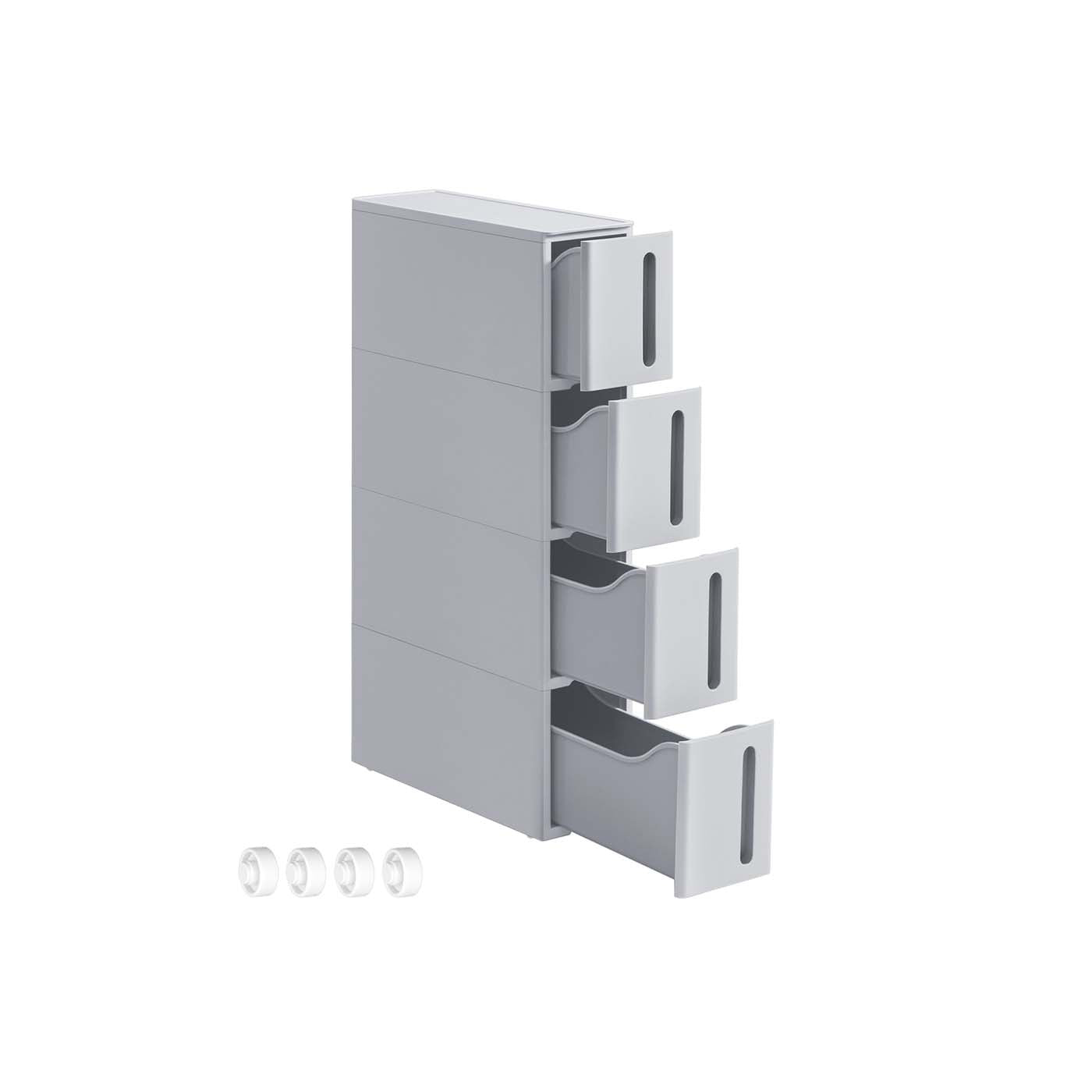 Rolling Storage Cart - Plastic - Grey - 4 Drawer Design on Wheels