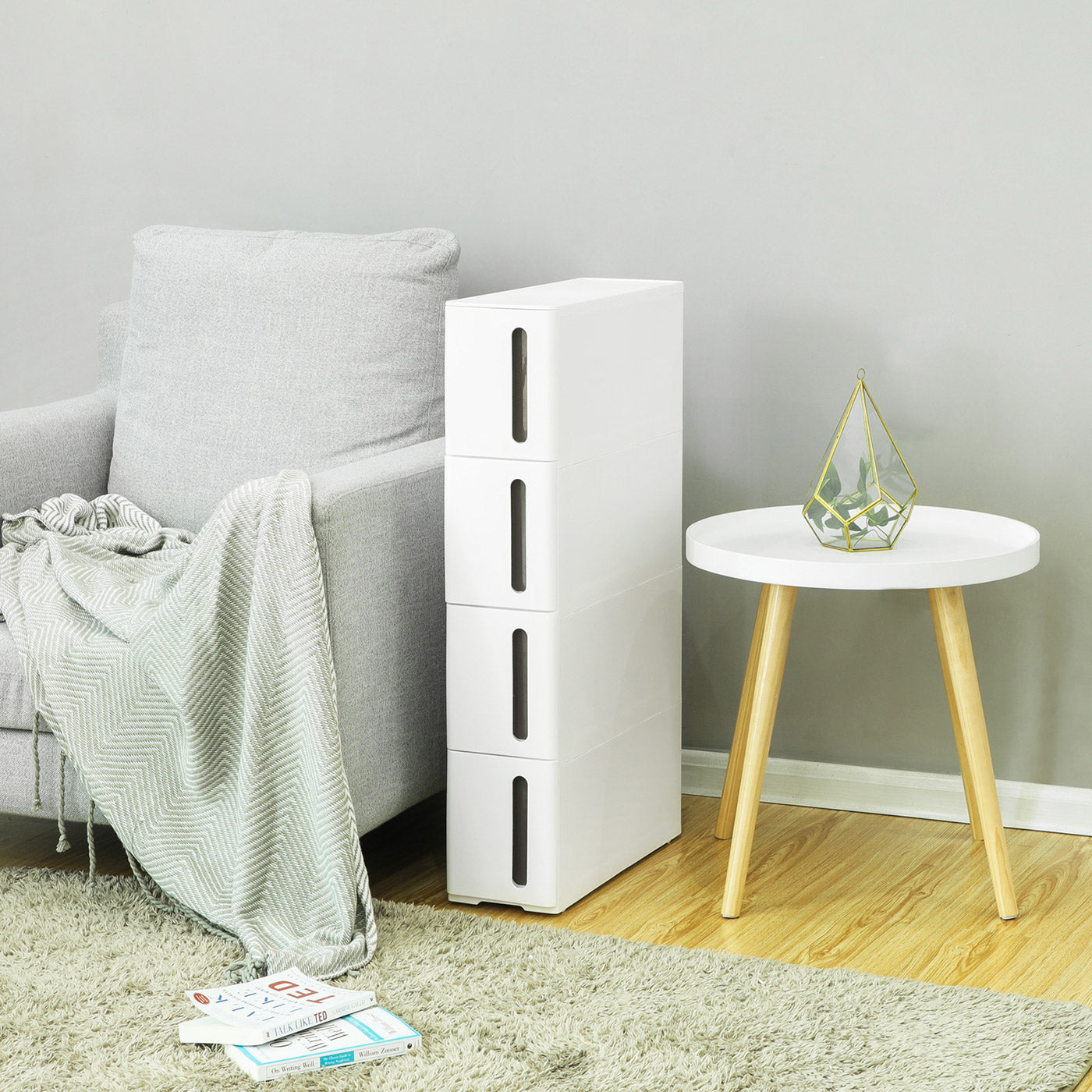 4-Drawer Storage Cart - Plastic - White - Rolling and Space Saving Design