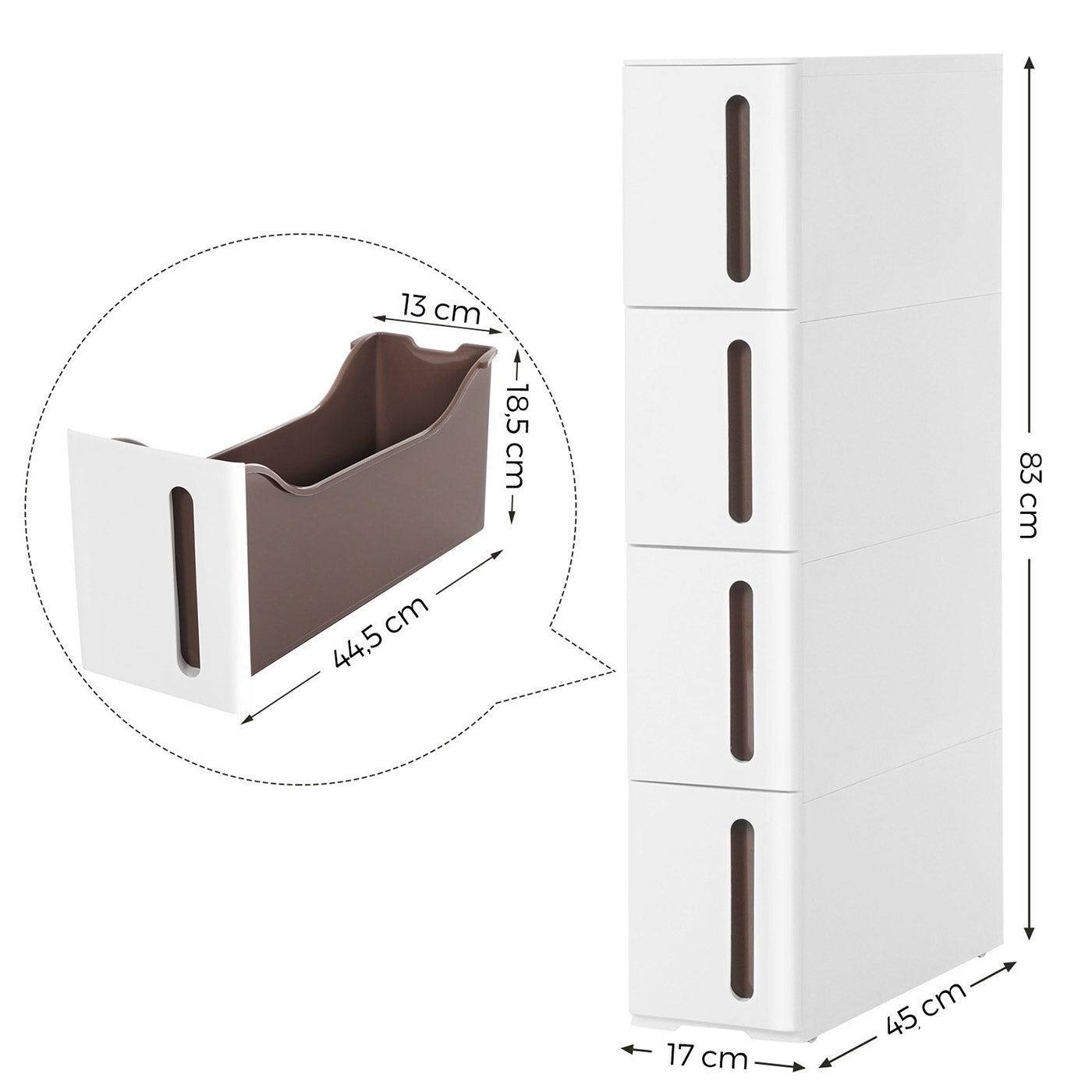 4-Drawer Storage Cart - Plastic - White - Rolling and Space Saving Design