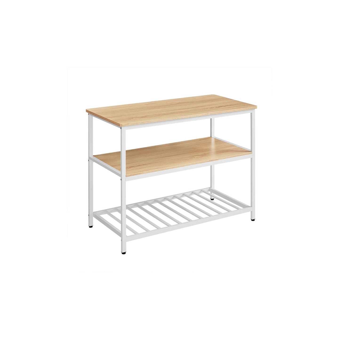 Bakers Rack - Steel - Rustic Brown and White - Large Worktop