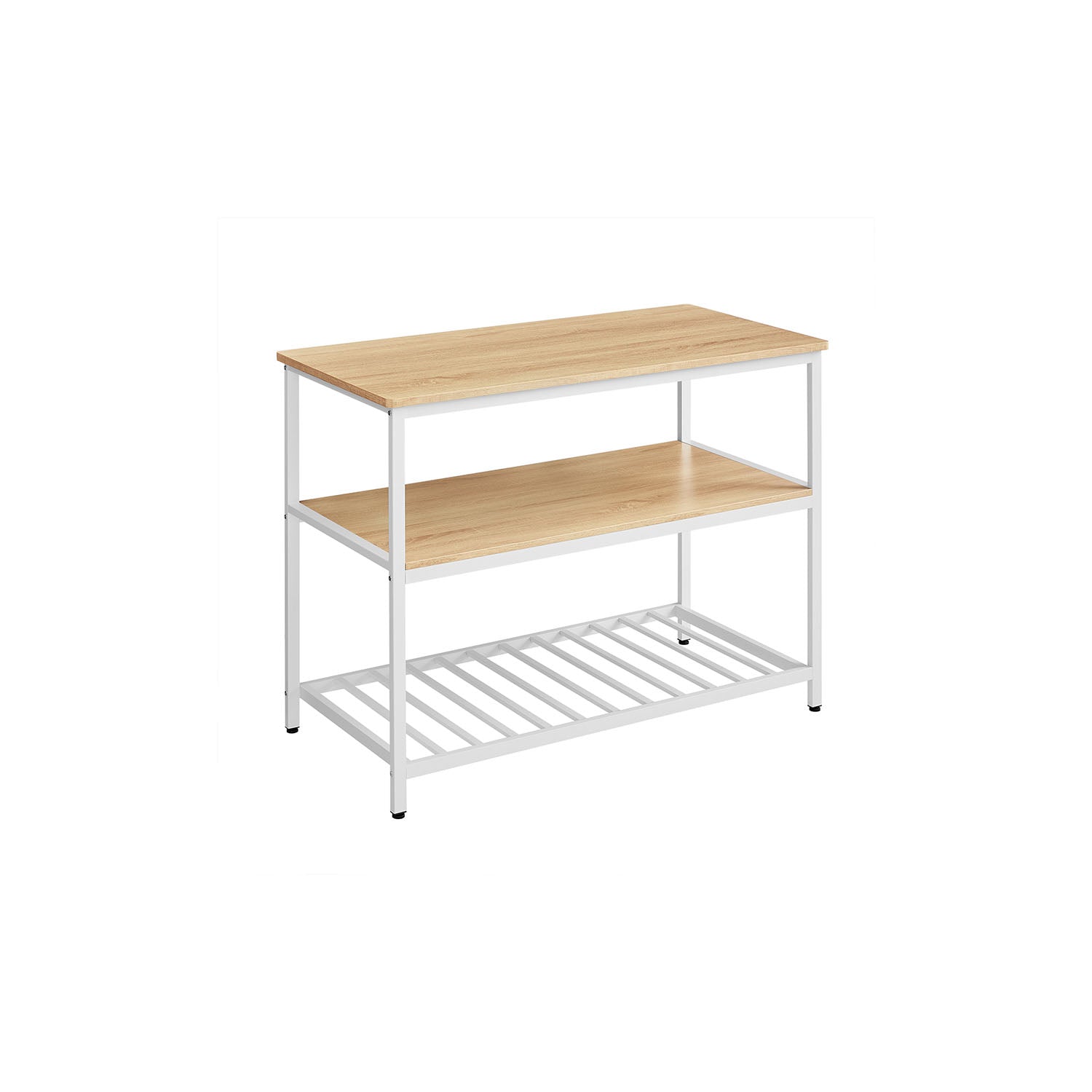 Bakers Rack - Steel - Rustic Brown and White - Large Worktop