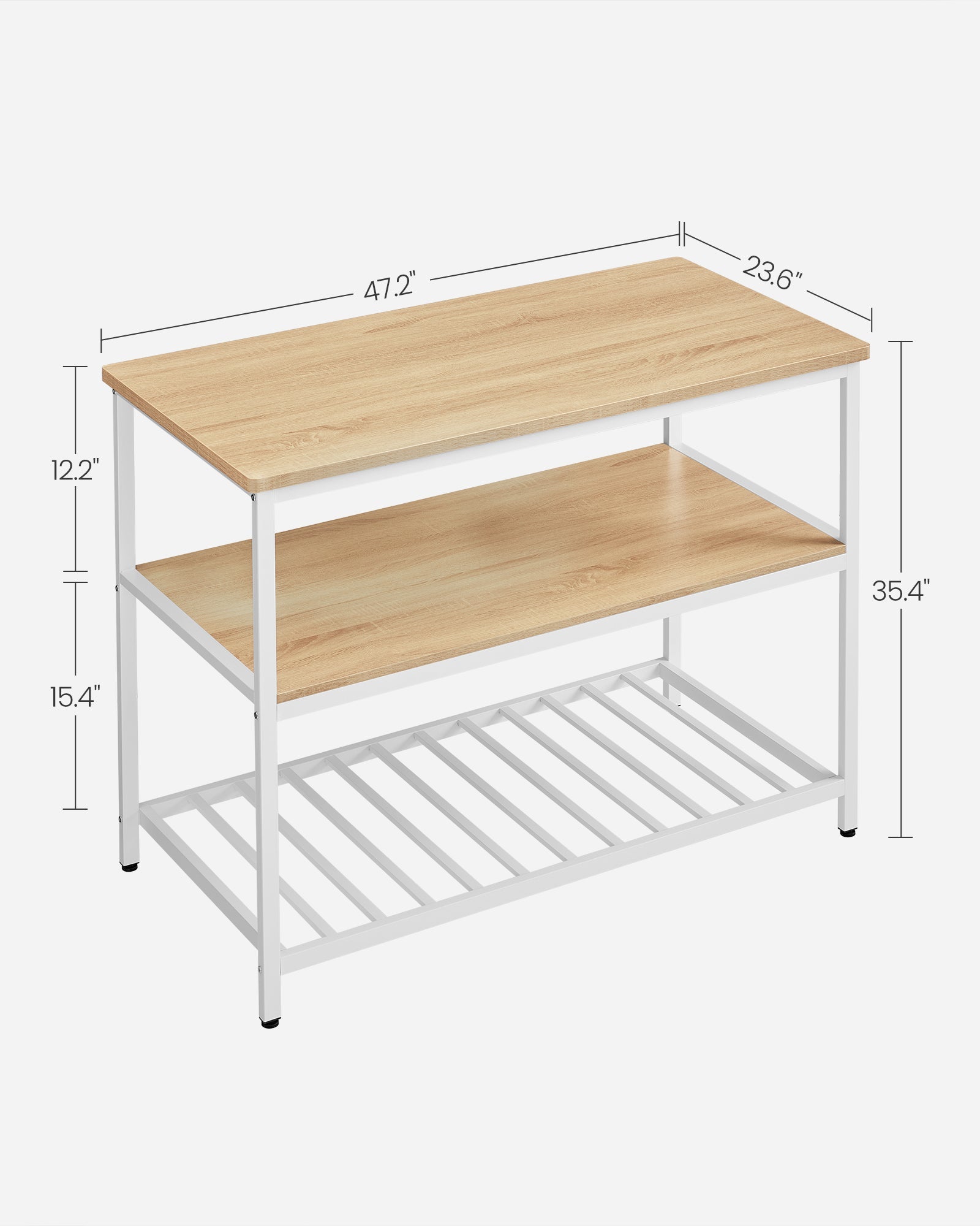 Bakers Rack - Steel - Rustic Brown and White - Large Worktop