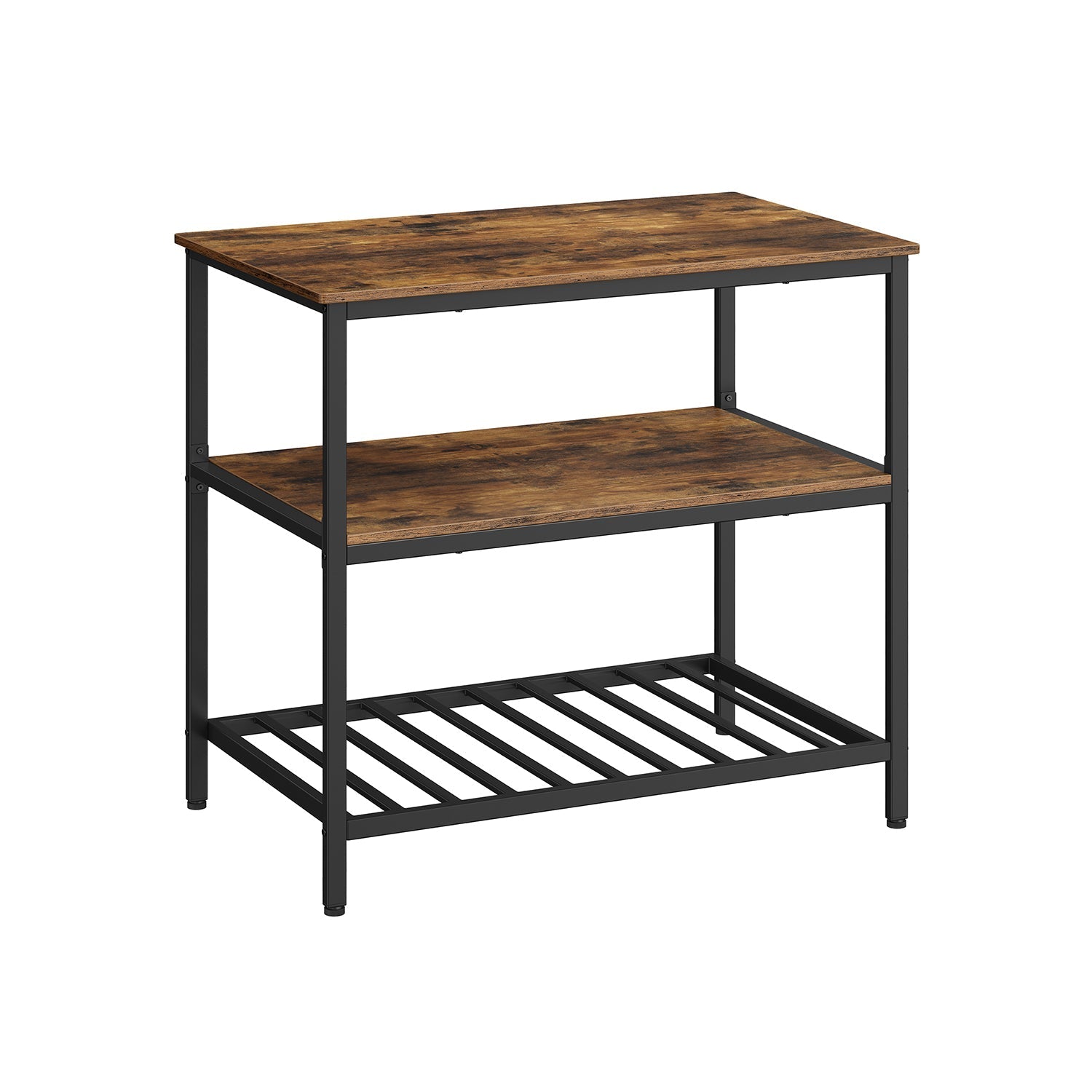 Kitchen Island - Steel - Industrial Gray - 3-Tier Design with Worktop