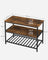 Kitchen Island - Steel - Rustic Brown and Black - Large Worktop with 3 Shelves