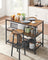 Kitchen Island - Steel - Rustic Brown and Black - Large Worktop with 3 Shelves