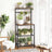Kitchen Baker's Rack - Metal - Rustic Brown and Black - Storage Shelves with Hooks