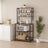 Baker's Rack - 6 Shelves with 6 Hooks - Wood - Rustic Brown and Black