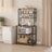 Baker's Rack - 6 Shelves with 6 Hooks - Wood - Rustic Brown and Black