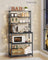 Kitchen Storage Rack - 6 Shelves and 6 Hooks - Steel - Charcoal Grey