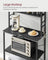 Kitchen Storage Rack - 6 Shelves and 6 Hooks - Steel - Charcoal Grey