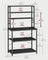 Kitchen Storage Rack - 6 Shelves and 6 Hooks - Steel - Charcoal Grey