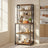 Kitchen Storage Unit - 6-Tier Design with Hooks - Metal - Rustic Brown