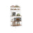 Kitchen Storage Rack - Steel Frame - Rustic Walnut and White - Power Outlet and 14 Hooks
