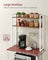 Kitchen Storage Rack - Steel Frame - Rustic Walnut and White - Power Outlet and 14 Hooks