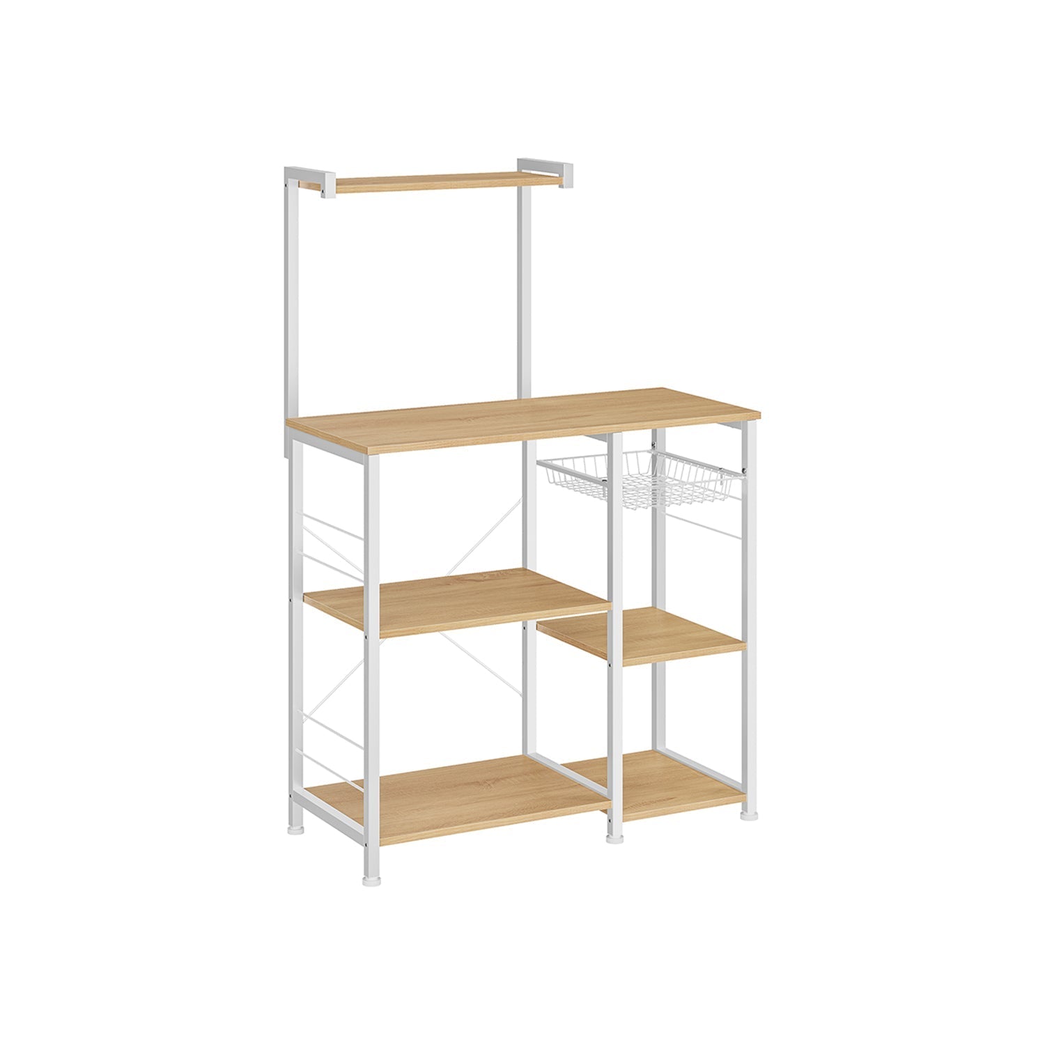Kitchen Baker's Rack - Metal - Greige and Black - Includes Wire Basket and 6 S-Hooks