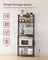 Kitchen Storage Rack - Steel - Rustic Brown - Features Power Outlet and Hooks