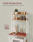 Kitchen Storage Rack - Steel Frame - Rustic Walnut and White - Power Outlet and 14 Hooks