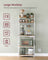 Kitchen Storage Rack - Steel Frame - Rustic Walnut and White - Power Outlet and 14 Hooks