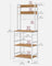 Kitchen Storage Rack - Steel Frame - Rustic Walnut and White - Power Outlet and 14 Hooks