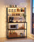 Kitchen Storage Rack - 6 Shelves and Hooks - Steel - Rustic Brown and Black