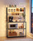 Kitchen Storage Rack - Steel - Heather Greige - 6 Shelves and 6 Hooks