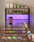 Coffee Bar - Wood - Rustic Brown - With LED Lights and Adjustable Shelves