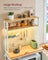 Coffee Bar - Wood - Rustic Brown - With LED Lights and Adjustable Shelves