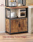 Bakers Rack - Wood - Rustic Brown - Coffee Bar Cabinet with Power Outlet and Hooks