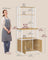 Bakers Rack - Wood - Rustic Brown - Coffee Bar Cabinet with Power Outlet and Hooks