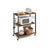Serving Trolley - 3 Shelves with Hooks - Metal - Rustic Brown