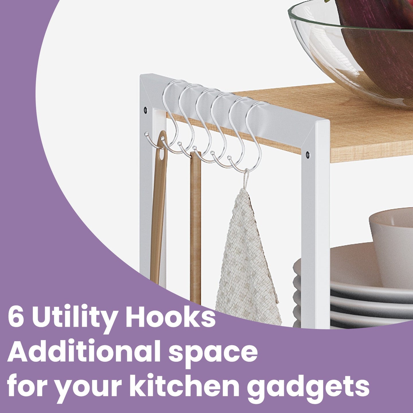 Kitchen Bakers Rack - Wood - Walnut Brown and White