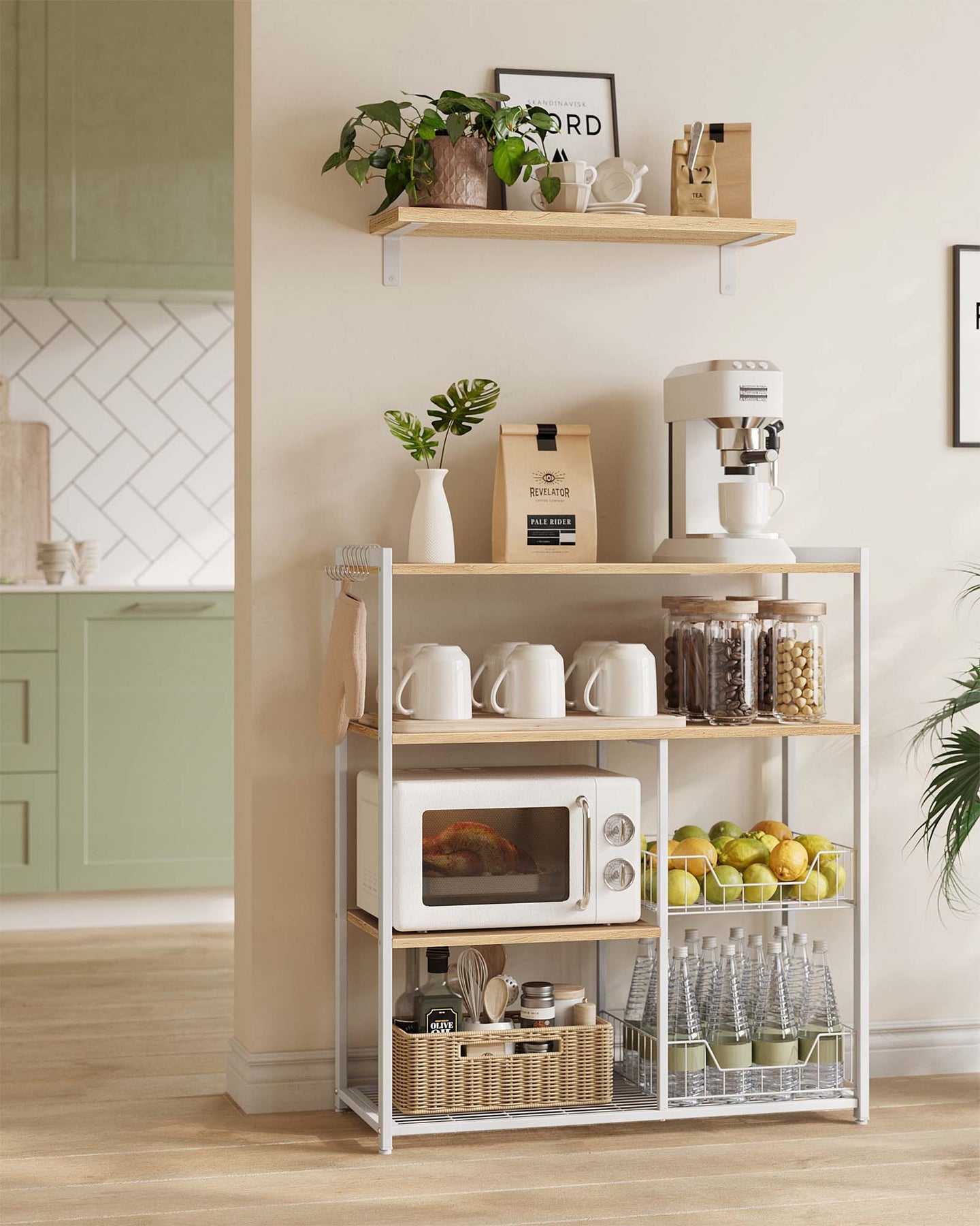 Kitchen Island - Metal - Features 2 Metal Mesh Baskets