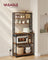 Baker's Rack - Wood - Rustic Brown - Kitchen Storage with Power Outlet and Hooks