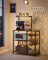 Baker's Rack - Wood - Rustic Brown - Kitchen Utility Storage with Wire Basket and S-Hooks