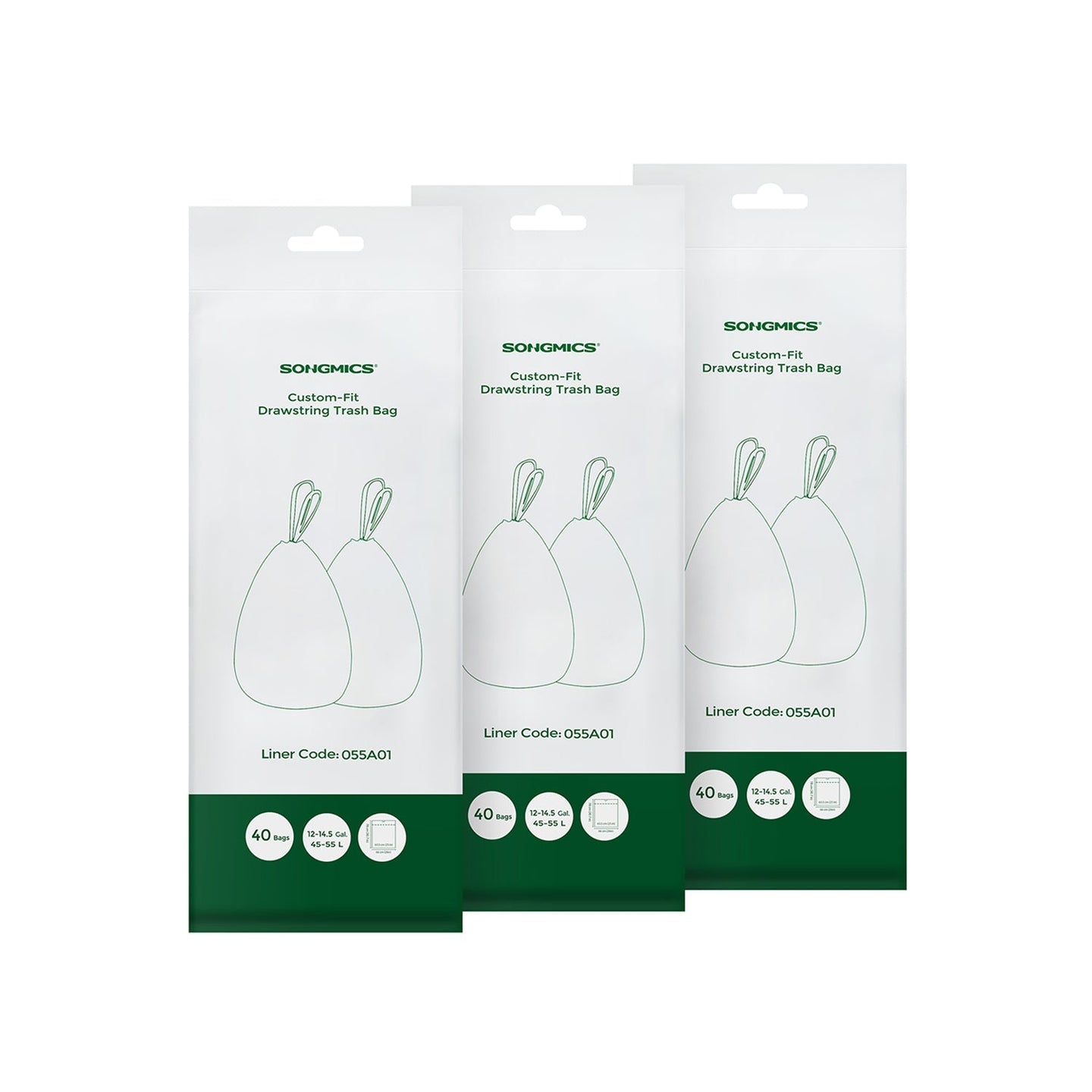 Bin Liners - Plastic - White - 120 Pieces for 15-20L Kitchen Bins