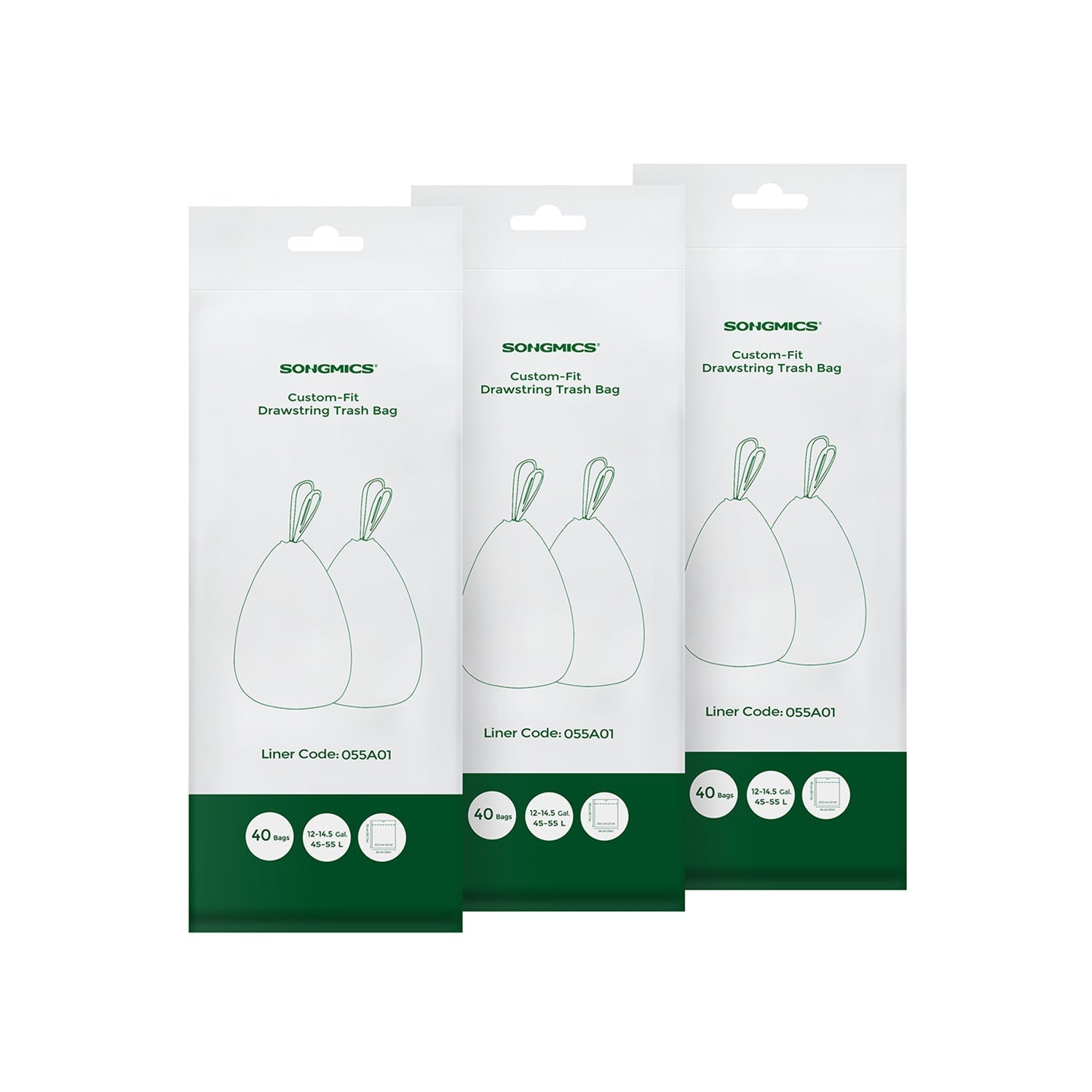 Bin Liners - Plastic - White - 120 Pieces for 15-20L Kitchen Bins