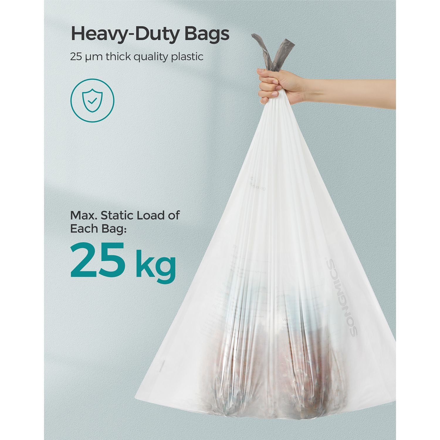 Drawstring Rubbish Bags - Plastic - White - 120 Pieces for 45-55L Bins