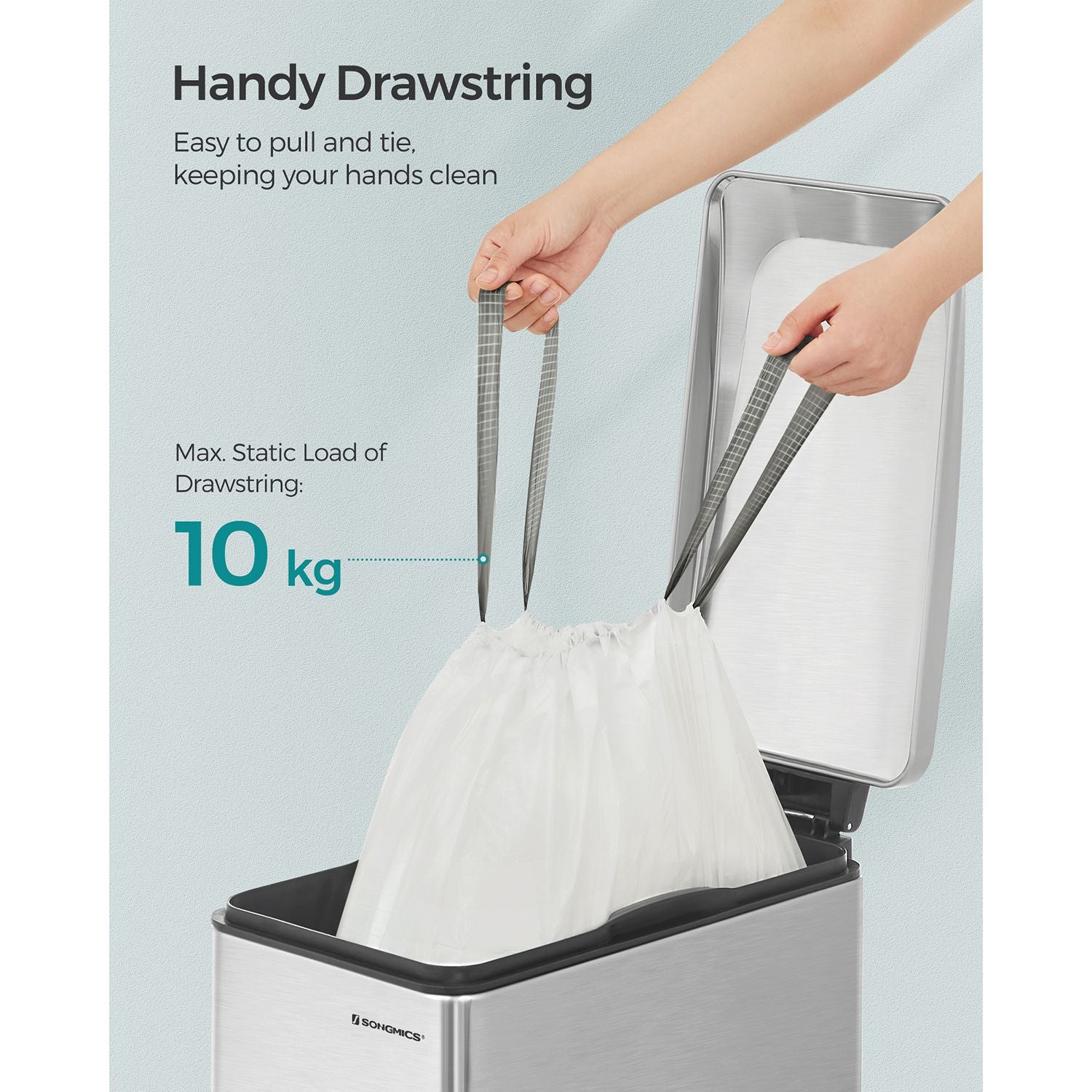 Drawstring Rubbish Bags - Plastic - White - 120 Pieces for 45-55L Bins