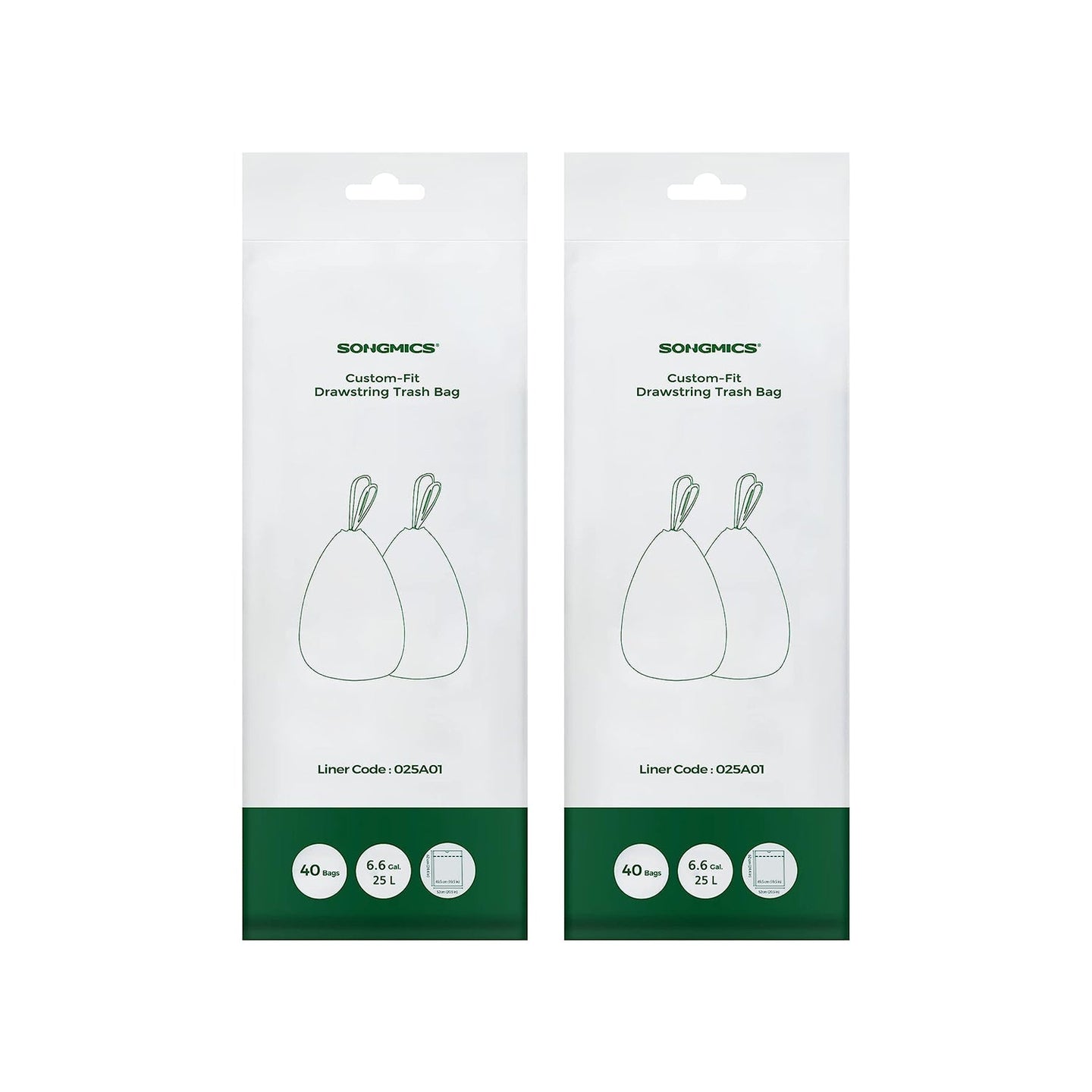 Bin Liners - Plastic - White - Drawstring for 25L Kitchen Bins